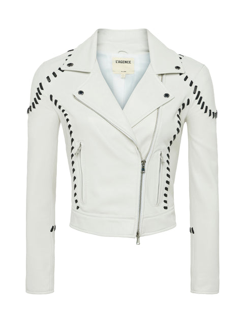 Eleana Whipstitch Leather Jacket jacket L'AGENCE   