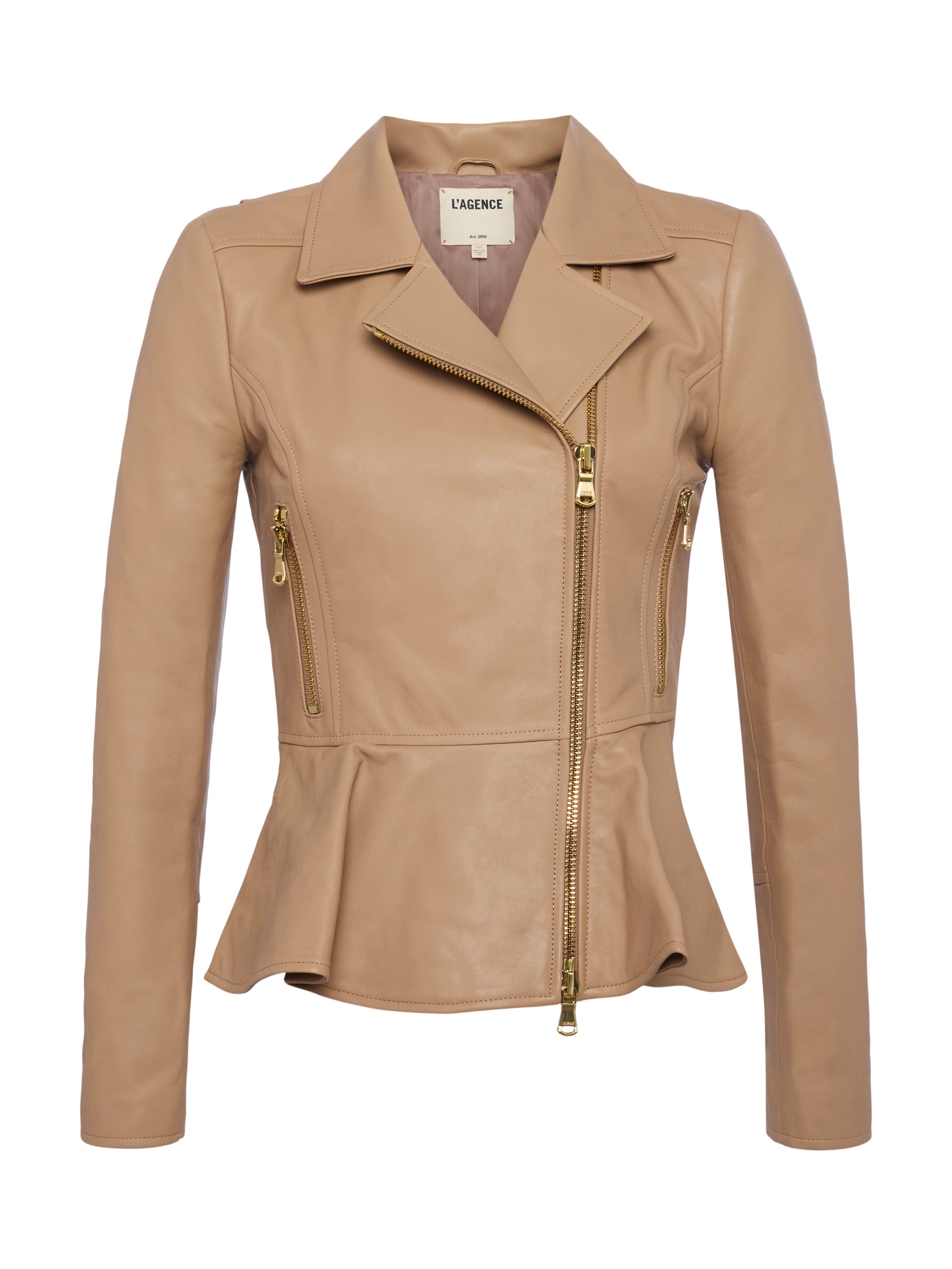 Lyric Leather Peplum Jacket jacket L'AGENCE