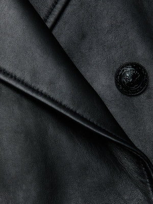 Xoey Cropped Leather Trench Coat