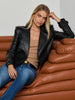 Xoey Cropped Leather Trench Coat
