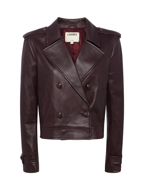 Xoey Cropped Leather Trench Coat preorder L'AGENCE   