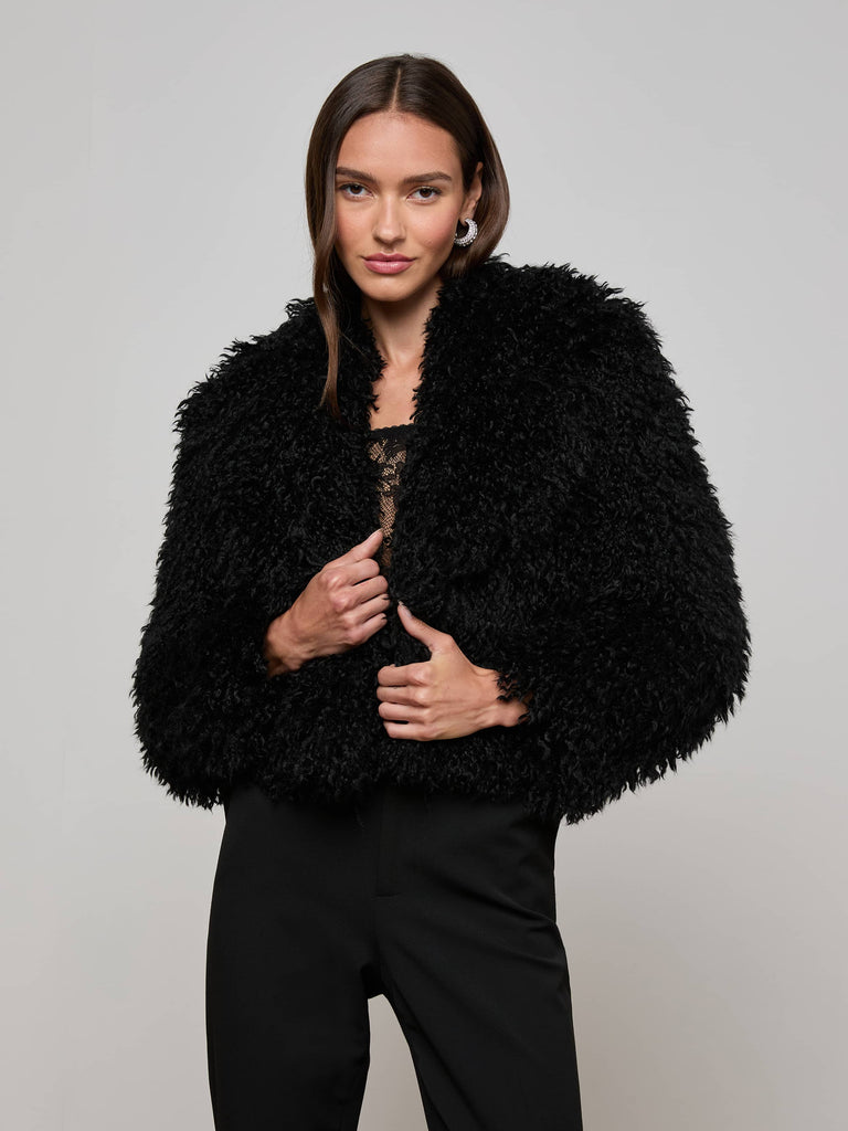 Aura Cropped Faux Fur Jacket