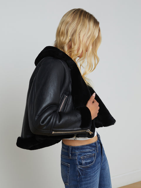 Pike Shearling Leather Jacket jacket L'AGENCE Sale