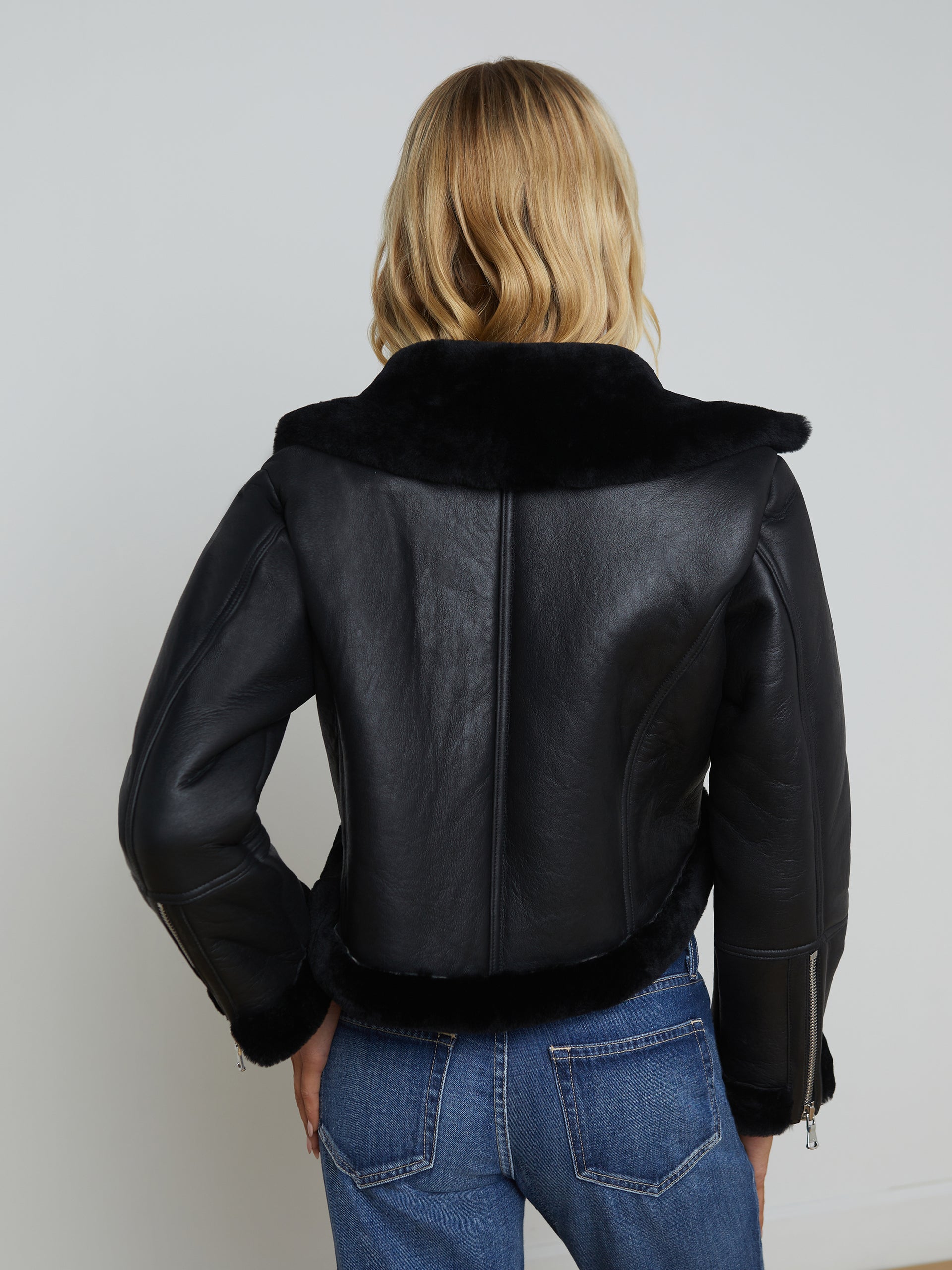 Pike Shearling Leather Jacket jacket L'AGENCE Sale