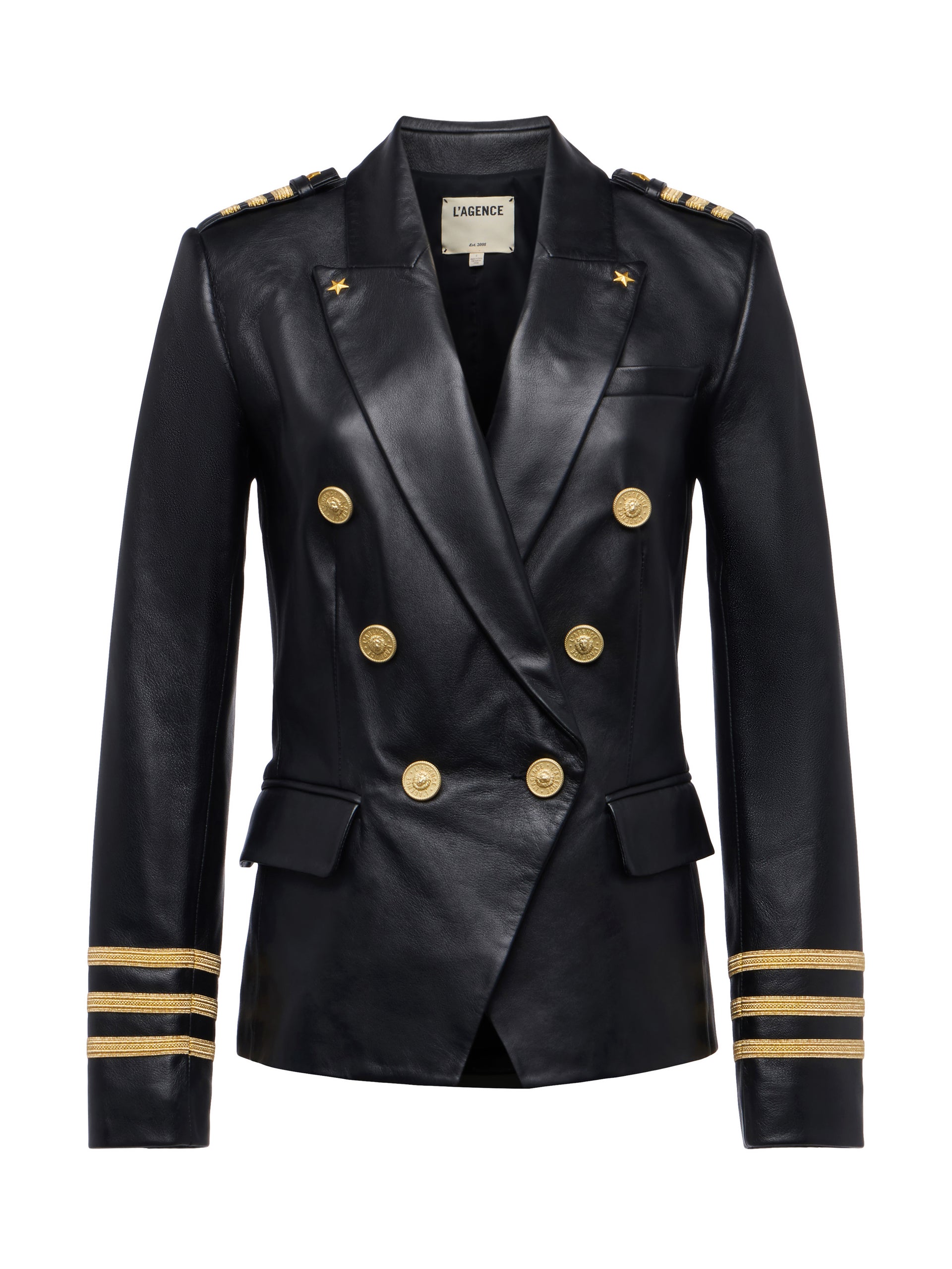 Kenzie Leather Military Blazer IN RUNWAY L'AGENCE