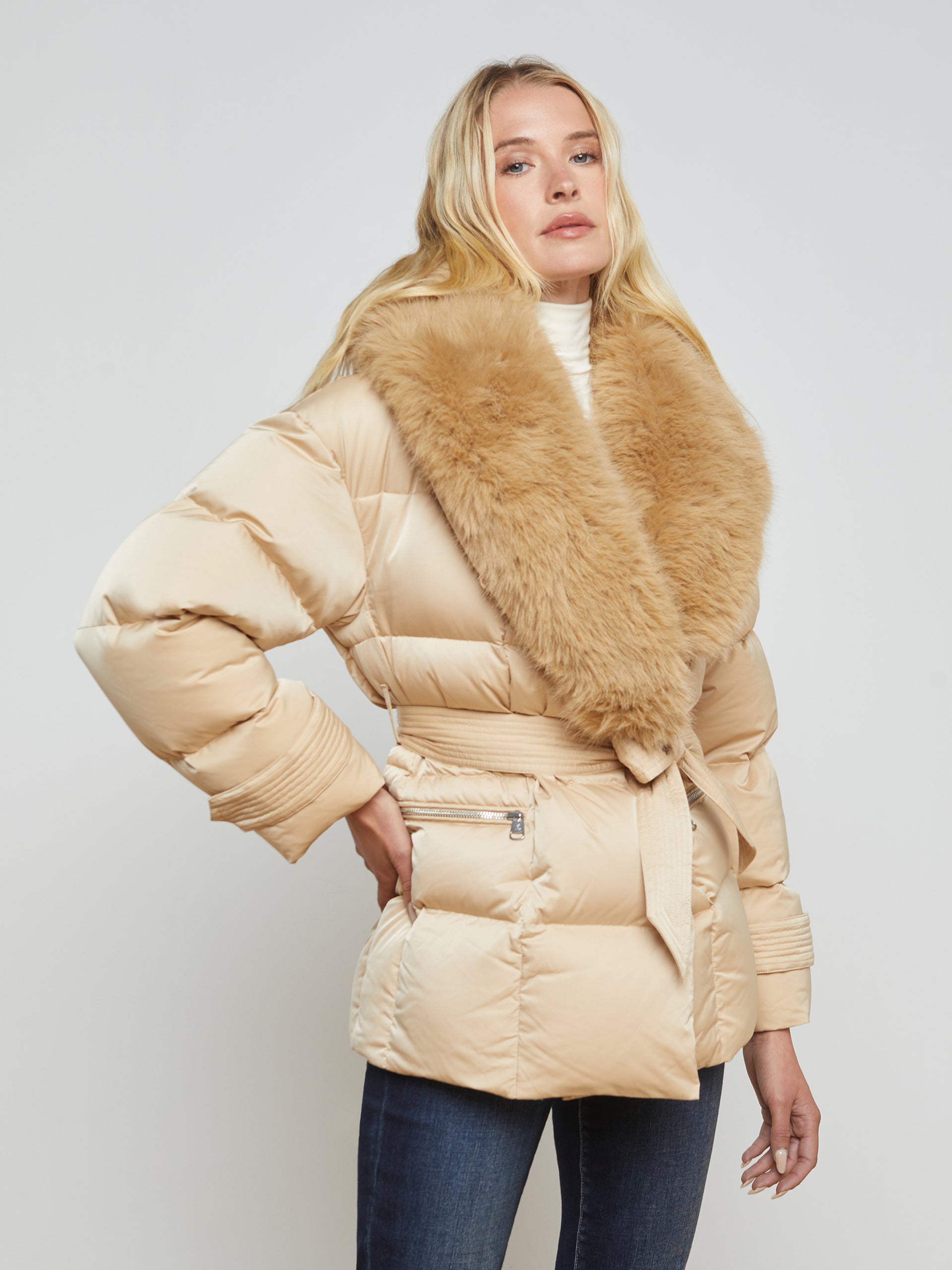 Vail Faux Fur Down Coat coat L'AGENCE Sale