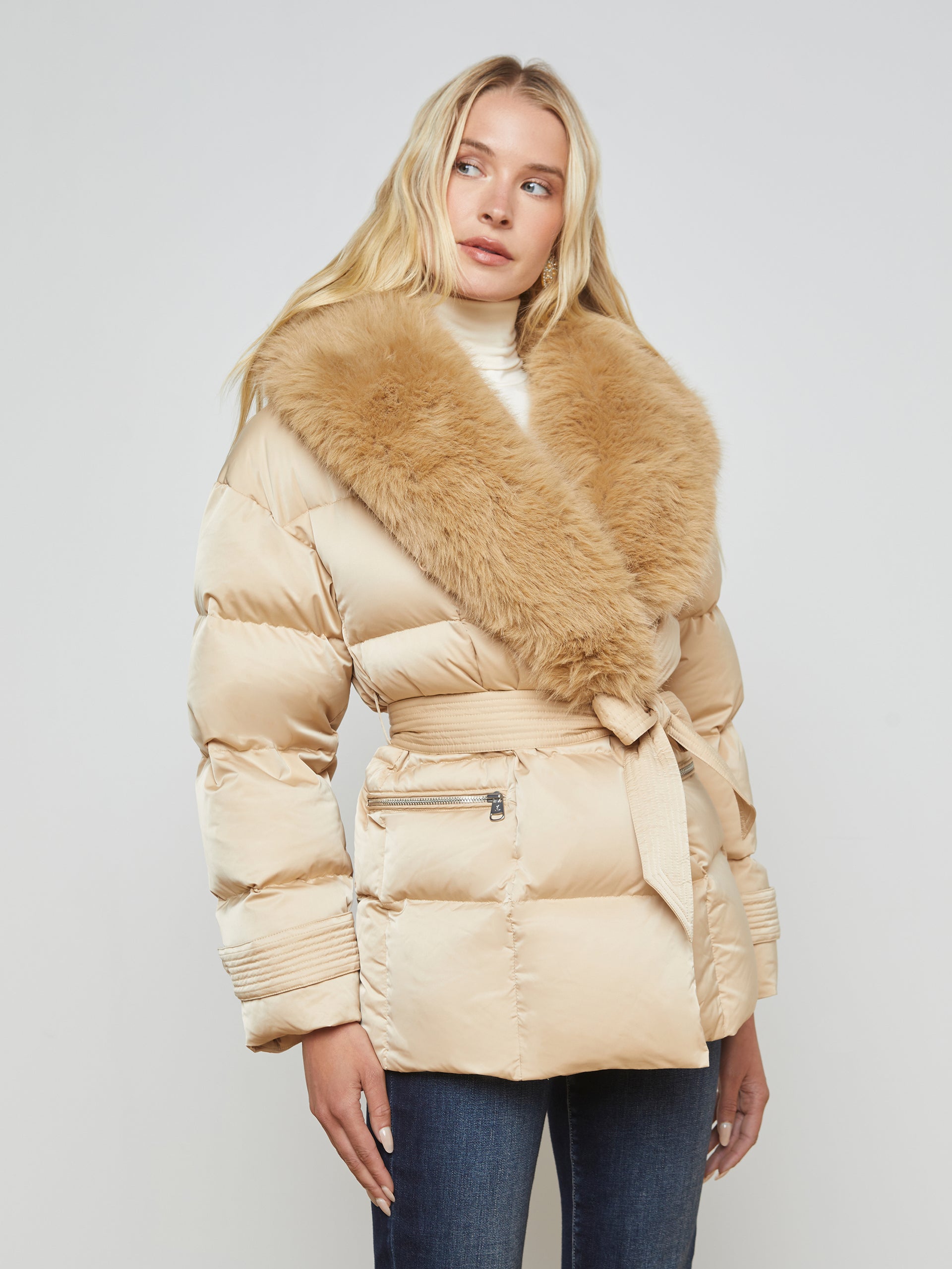 Vail Faux Fur Down Coat coat L'AGENCE Sale