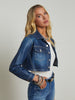 Genevie Coated Cropped Denim Jacket jacket L'AGENCE