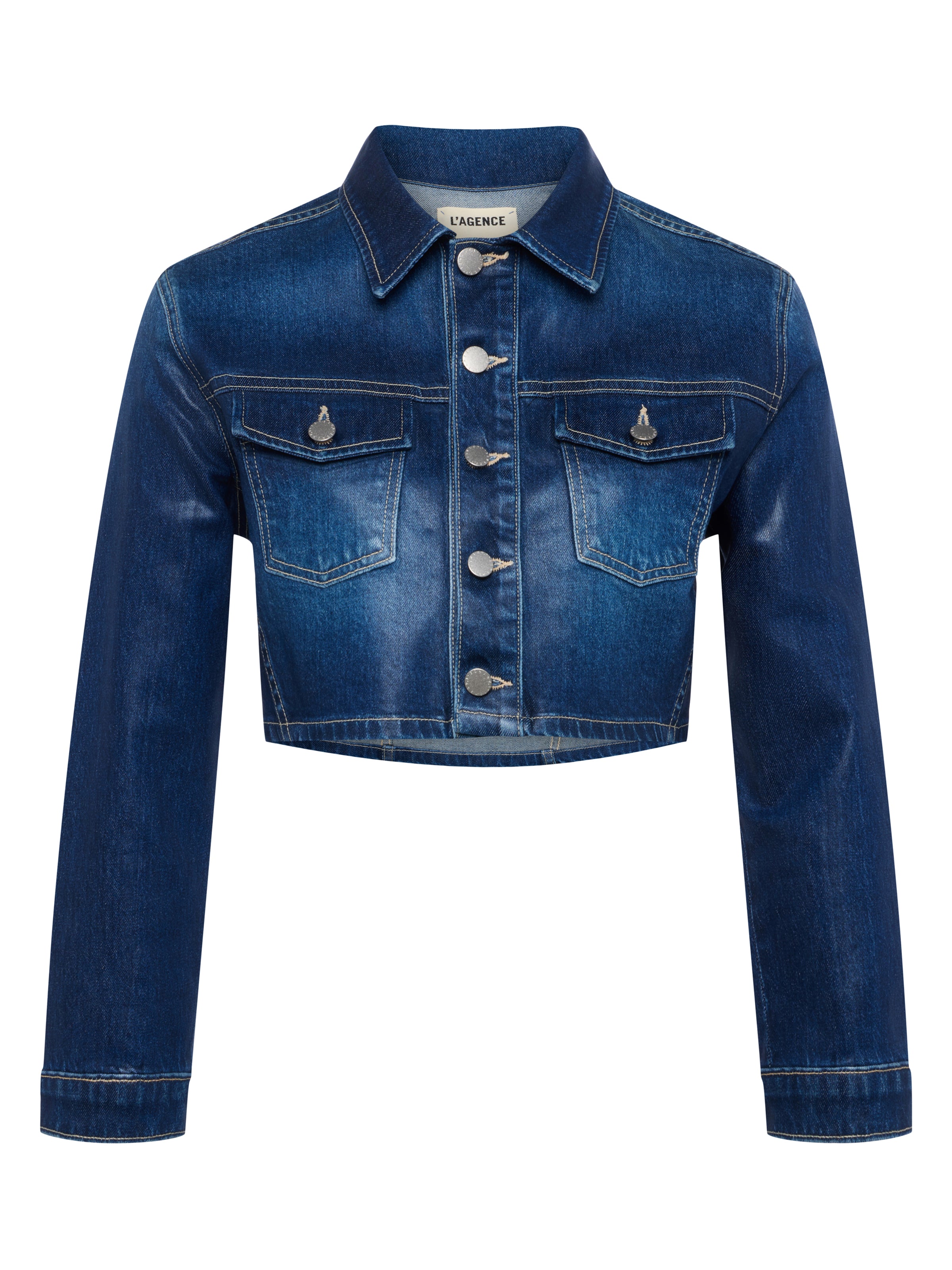 Genevie Coated Cropped Denim Jacket jacket L'AGENCE