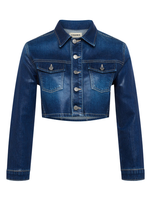 Genevie Coated Cropped Denim Jacket jacket L'AGENCE