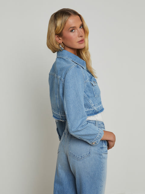 Genevie Cropped Denim Jacket jacket L'AGENCE