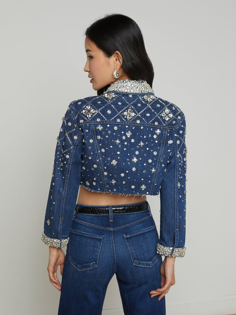 Genevie Embellished Denim Jacket jacket L'AGENCE   