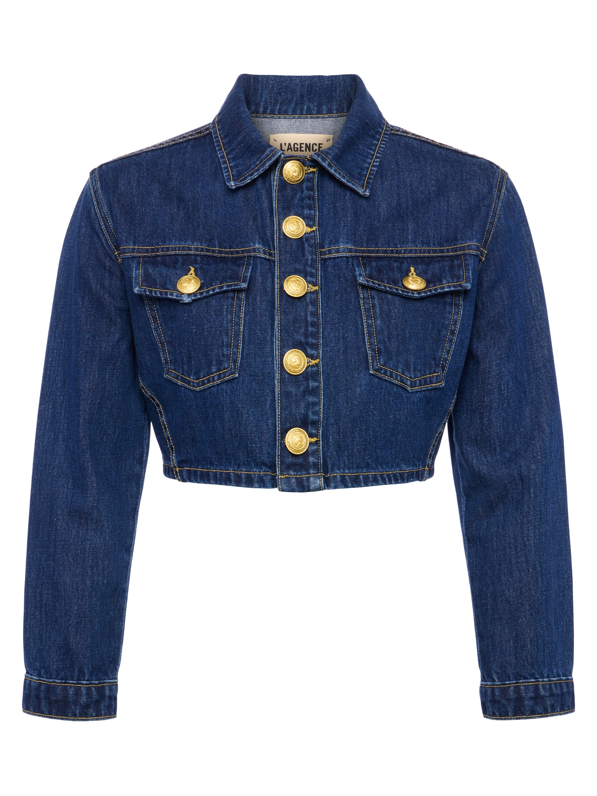 Genevie Cropped Denim Jacket jacket L'AGENCE Sale