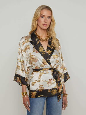 Hinata Satin Wrap Jacket jacket L'AGENCE