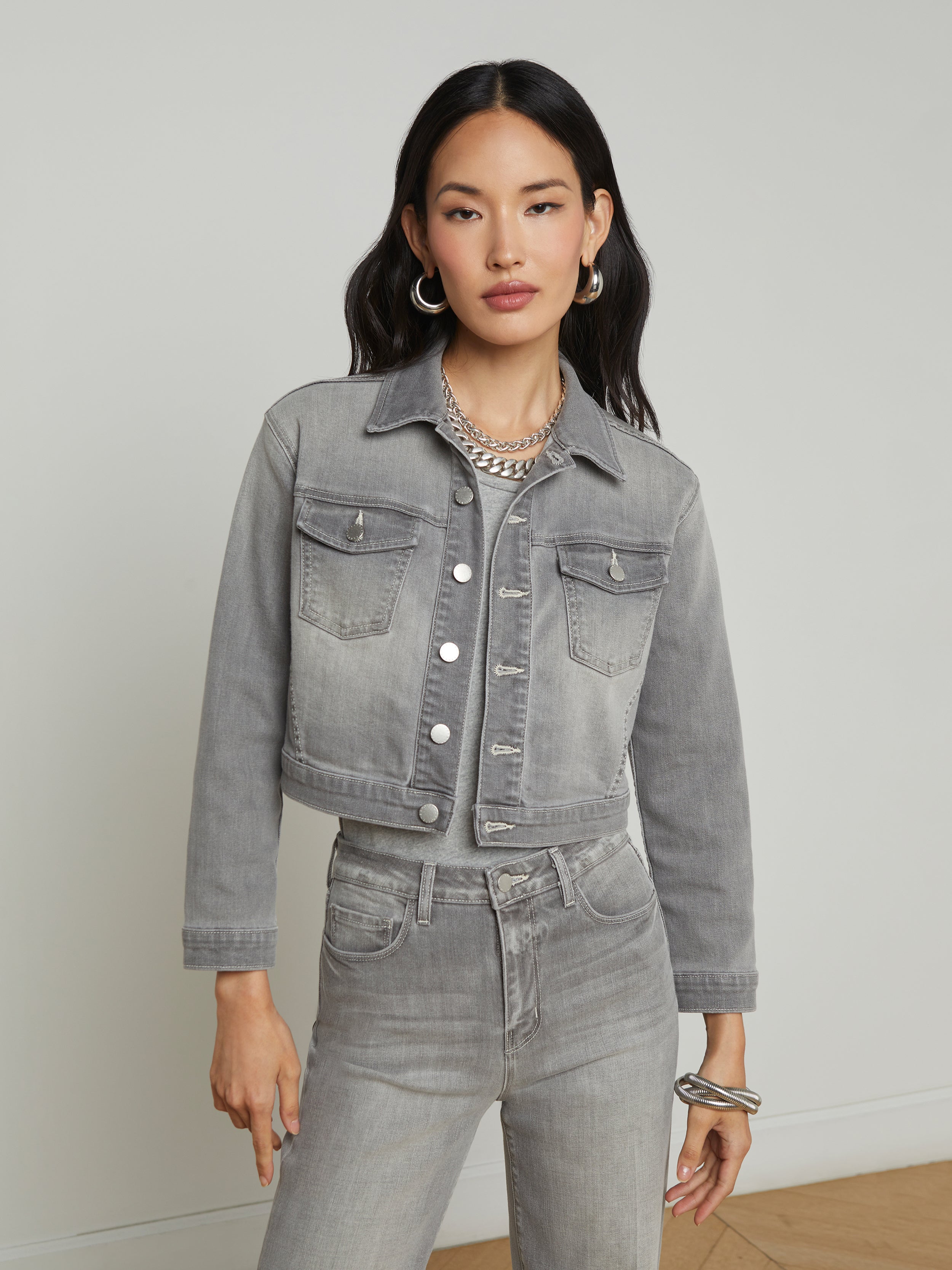 Koda Cropped Denim Jacket jacket L'AGENCE