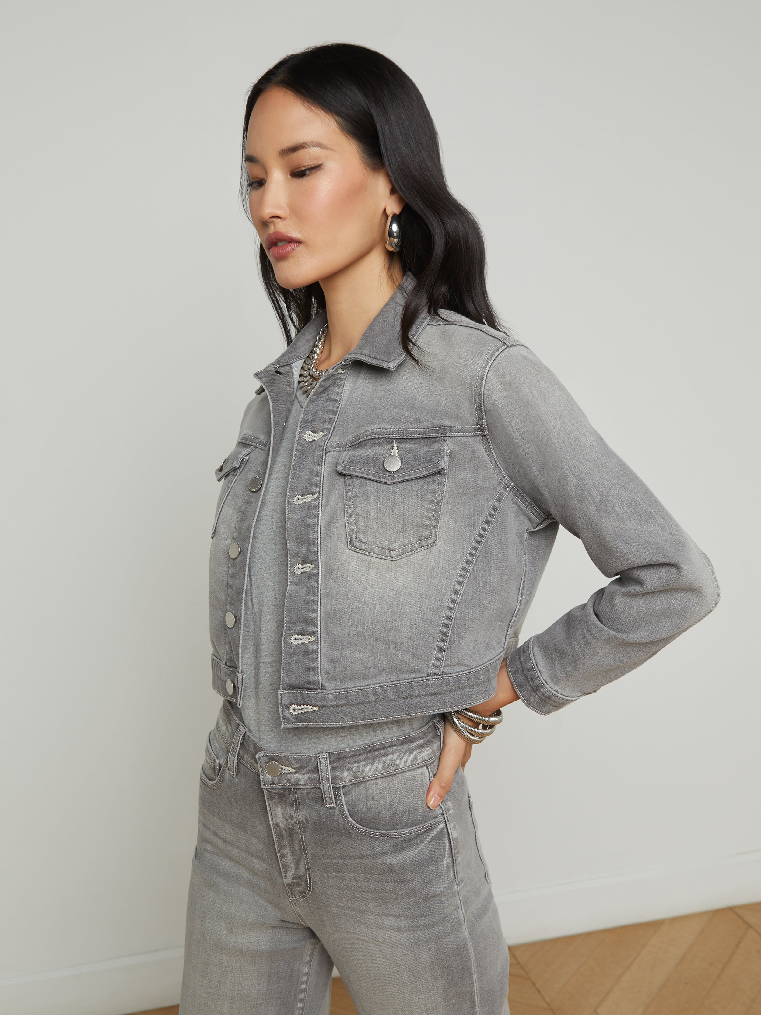 Koda Cropped Denim Jacket jacket L'AGENCE