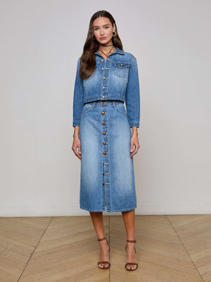 Koda Cropped Denim Jacket jacket L'AGENCE