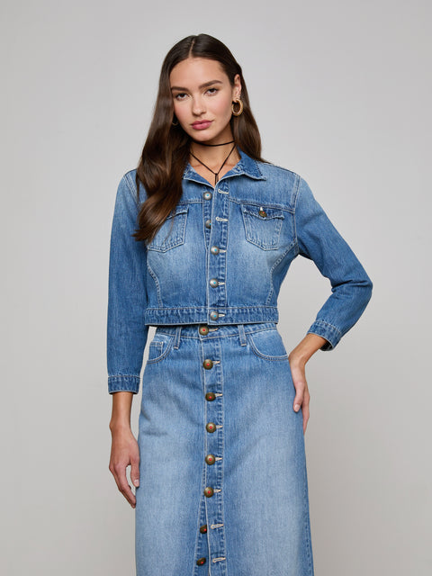 Koda Cropped Denim Jacket jacket L'AGENCE
