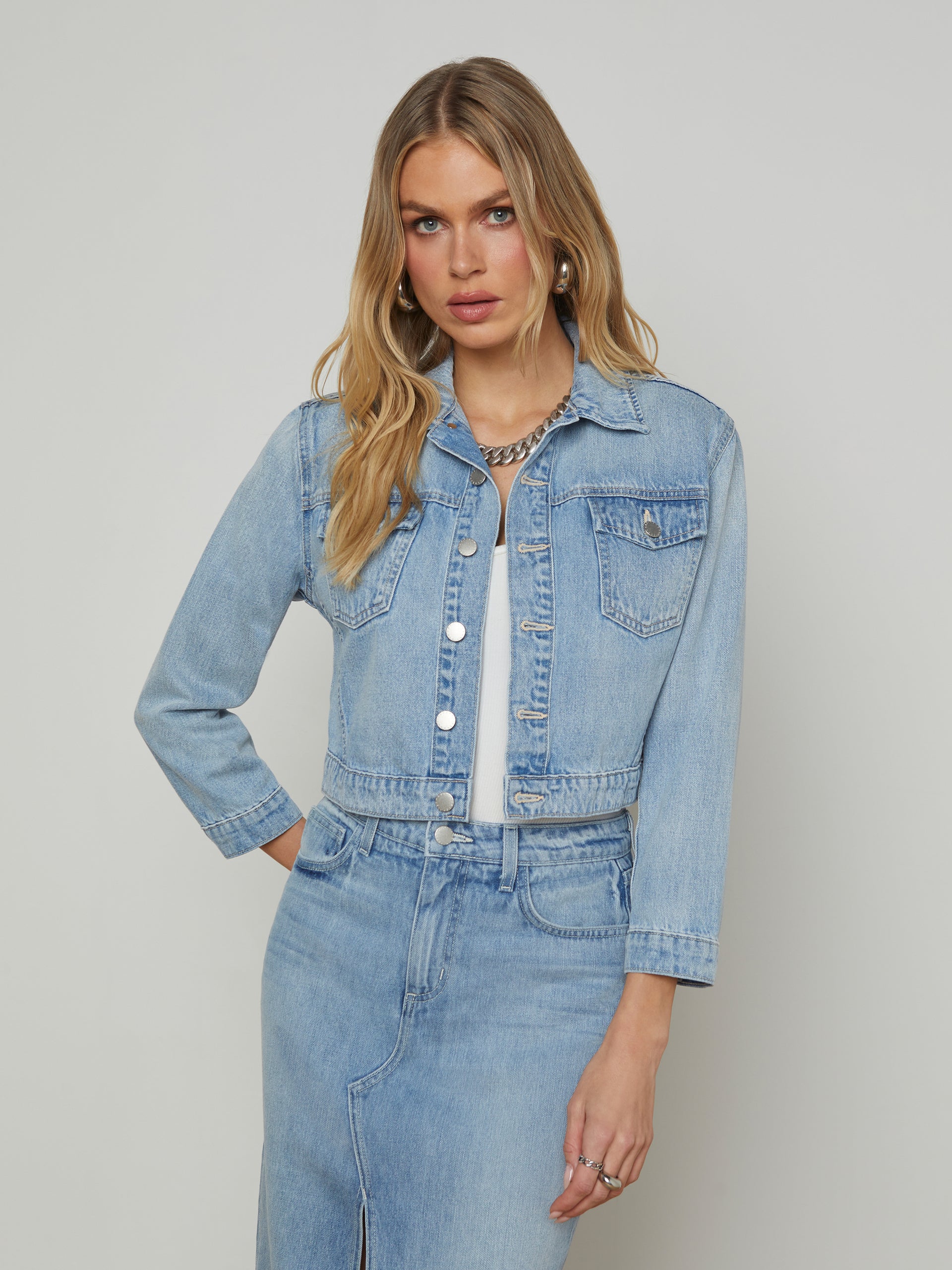 Koda Cropped Denim Jacket jacket L'AGENCE