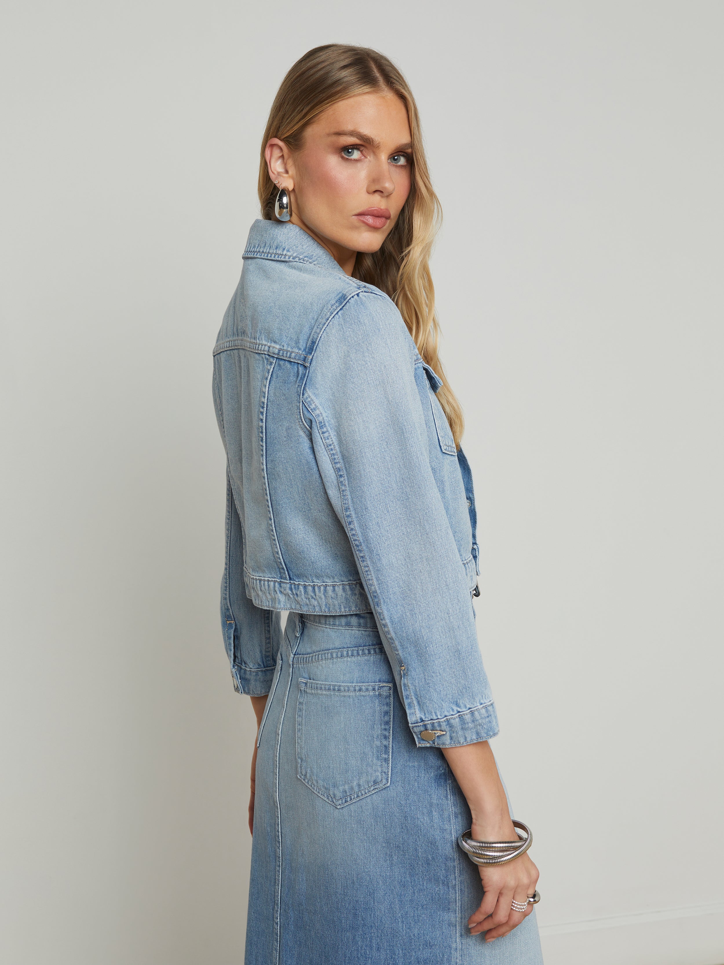 Koda Cropped Denim Jacket jacket L'AGENCE