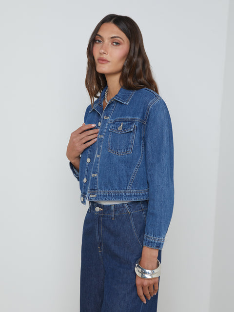 Koda Cropped Denim Jacket jacket L'AGENCE   