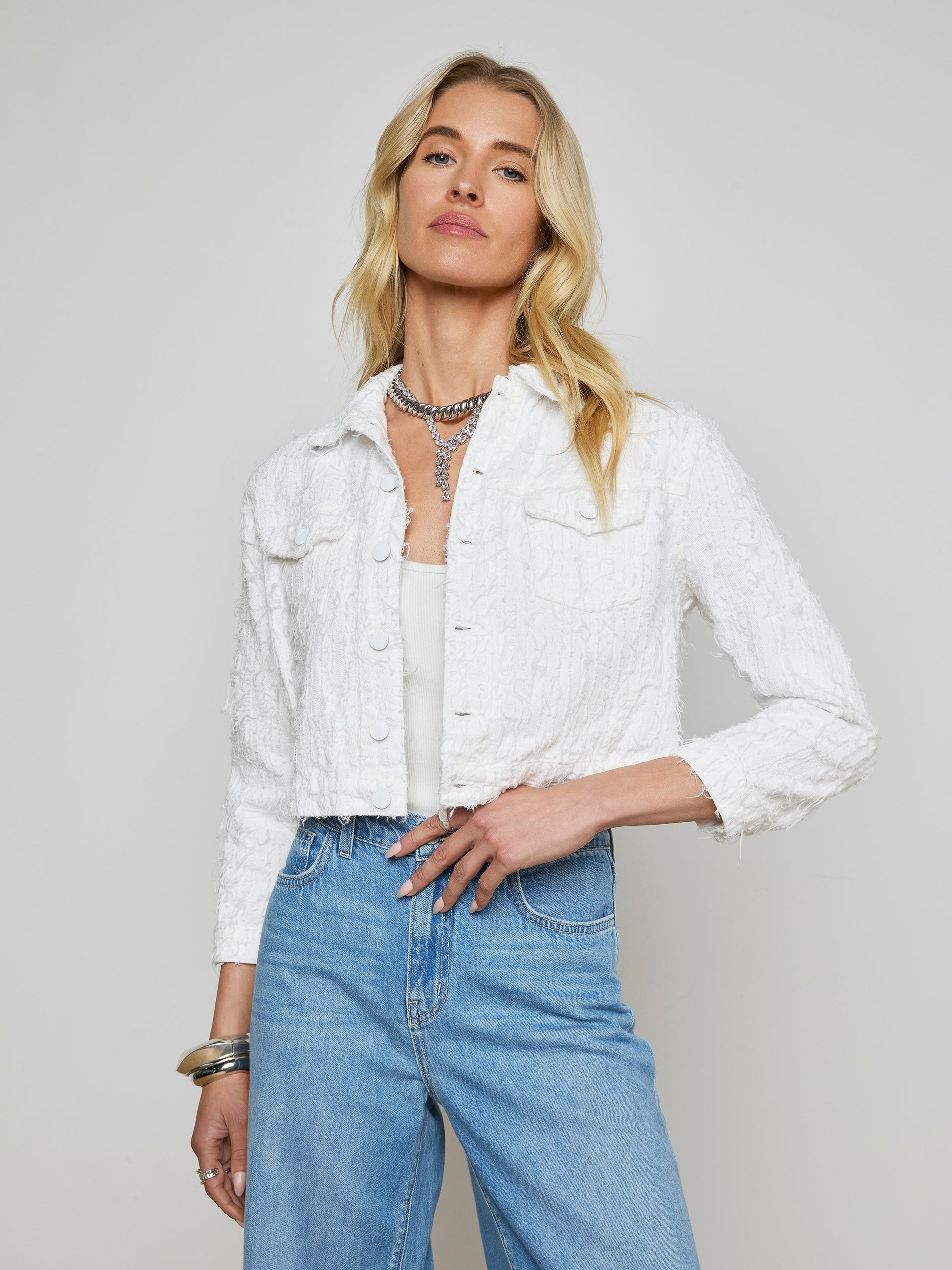Koda Cropped Denim Jacket jacket L'AGENCE