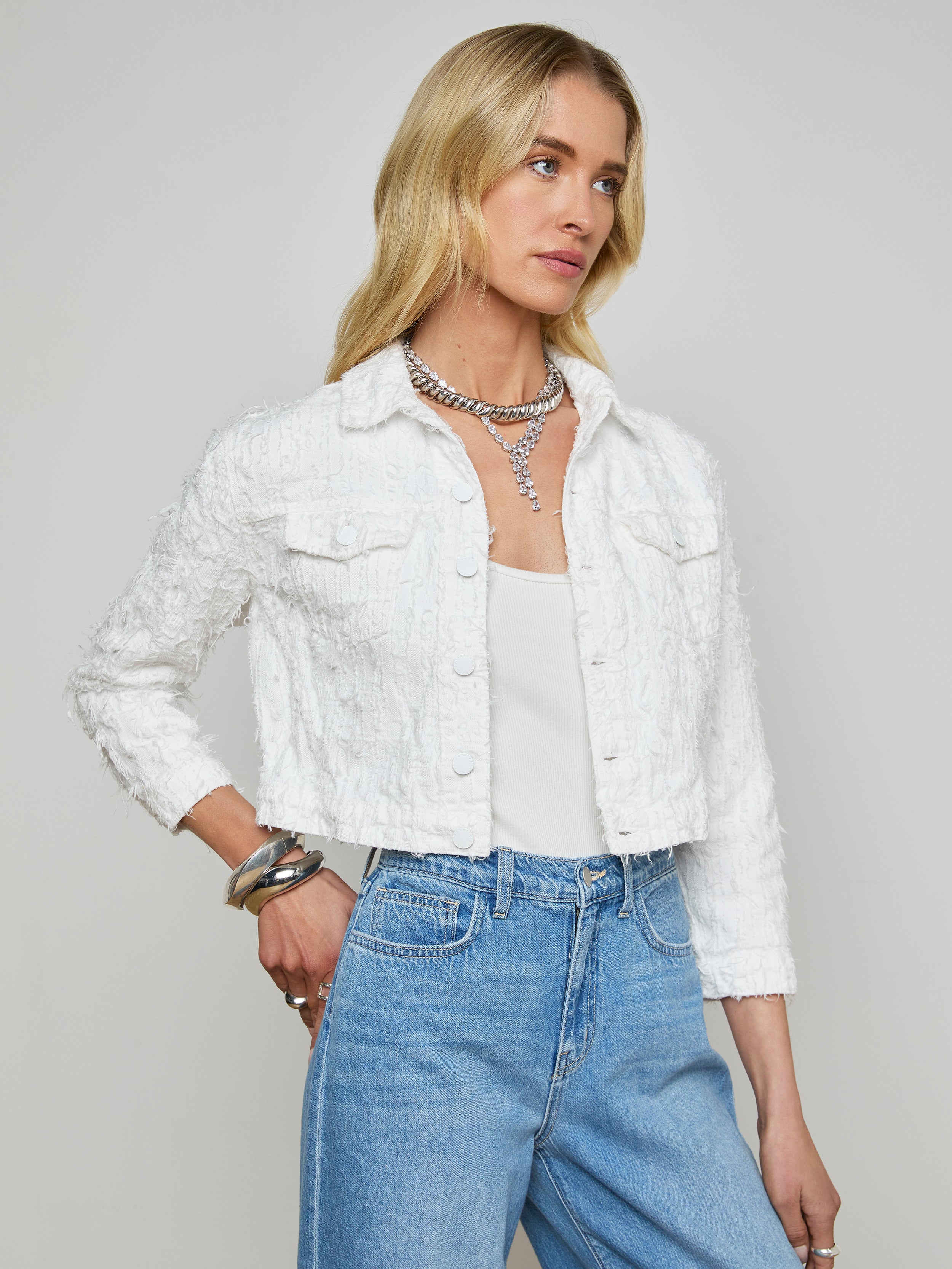 Koda Cropped Denim Jacket jacket L'AGENCE