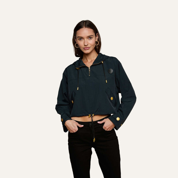 Bronwyn Cropped Windbreaker in Black | L'AGENCE