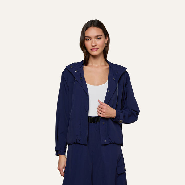 Geovana Hooded Windbreaker in Midnight | L'AGENCE