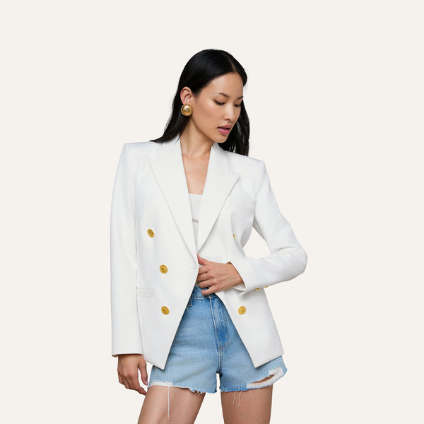 Kyomi Double-Breasted Blazer in White | L'AGENCE