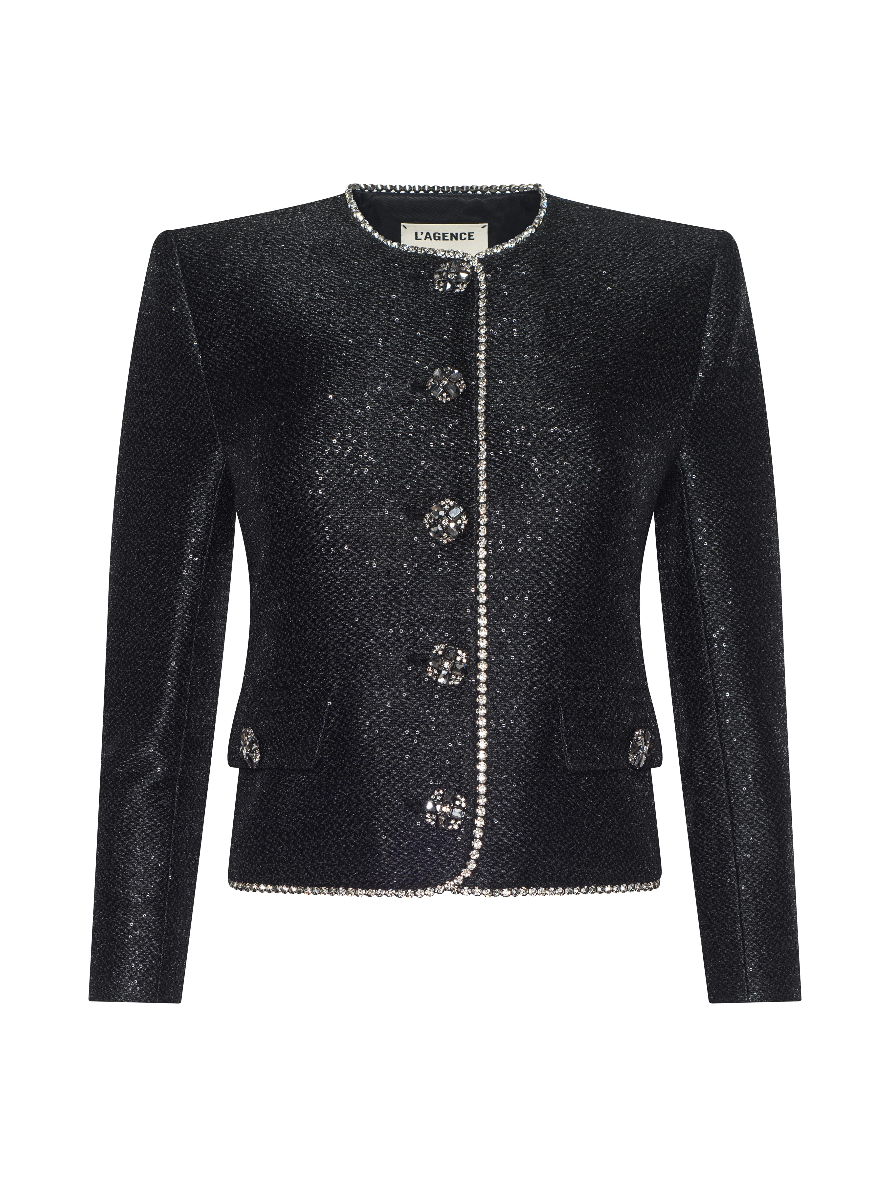 Zell Sequined Tweed in Black Sequin Tweed | L'AGENCE