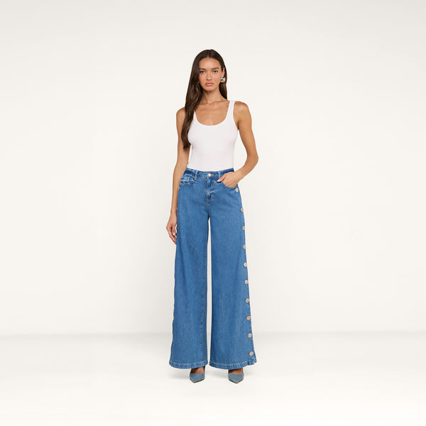 く*す様 【美品】 BOGEN ADJUSTER DENIM PANT Jennings Snap Wide-Leg Jean in Torsten | L'AGENCE