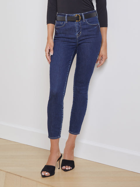L'Agence Margot Skinny High-Rise Mettalic Silver Jeans Size 24 Retail  595.00