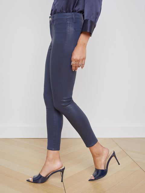 L'AGENCE Margot High Rise Skinny Jean In Navy Coated