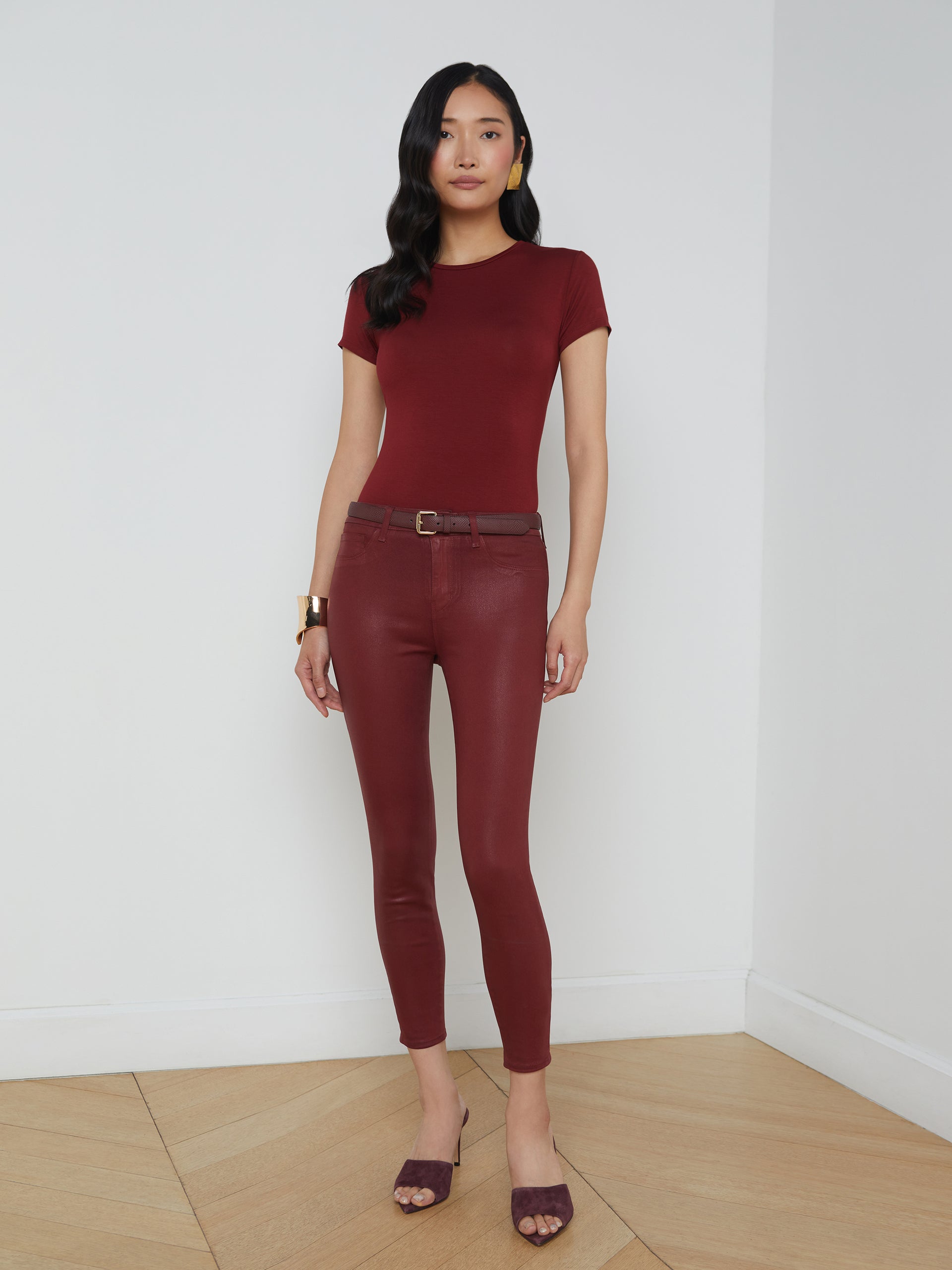 Margot Coated Cropped Skinny Jean jean L'AGENCE Sale