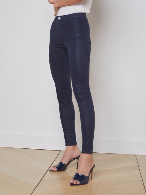 L'AGENCE Marguerite Coated Jean In Navy Coated