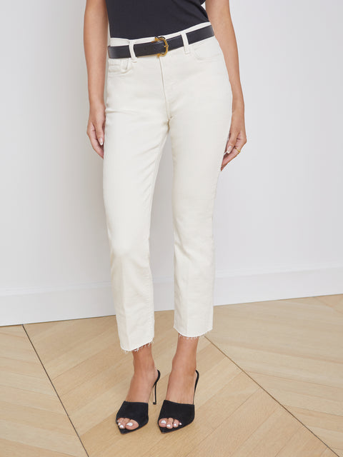 L'AGENCE Kendra High-Rise Cropped Flare Jean In Vintage White
