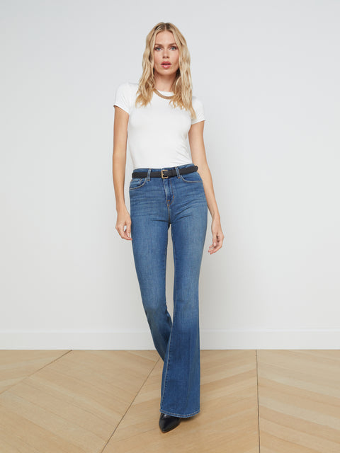 LAEMILIA Women Low Rise Jeans Bootcut Premium Stretchy Flare Denim