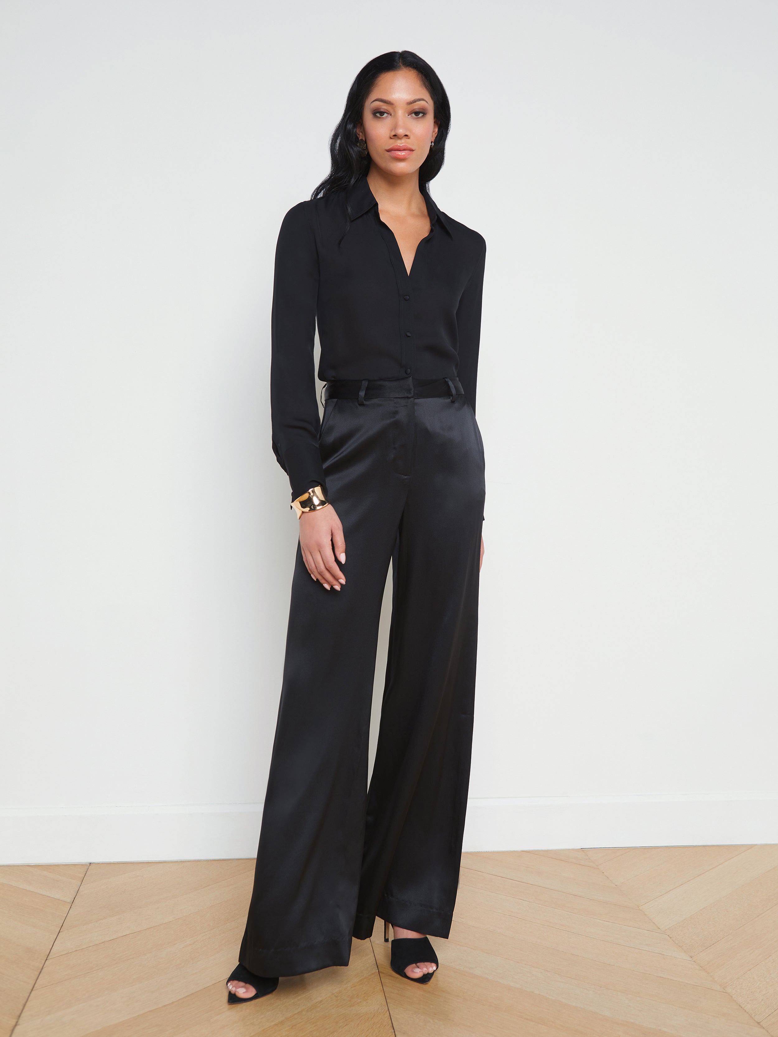 Never Too Late Black Satin Wide Leg Pants FINAL SALE – Pink Lily