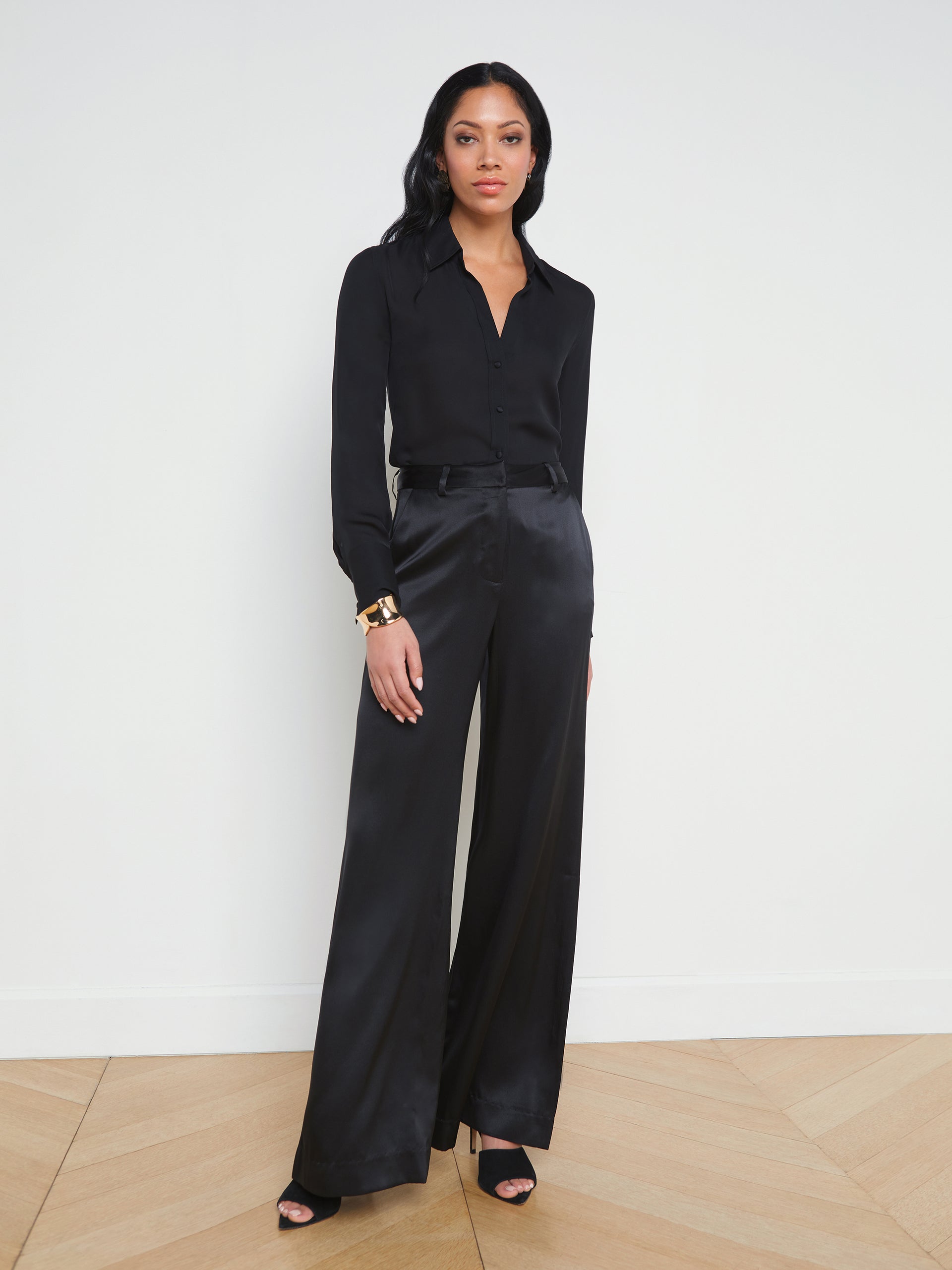 Pilar Silk Wide-Leg Pant pant L'AGENCE   