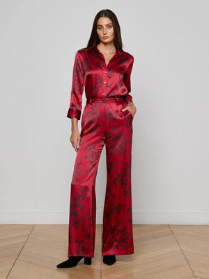 Pilar Silk Wide-Leg Pant