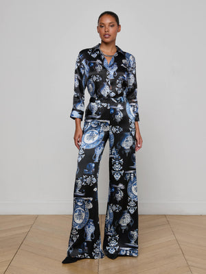 Pantalone a gamba larga di seta pilar
