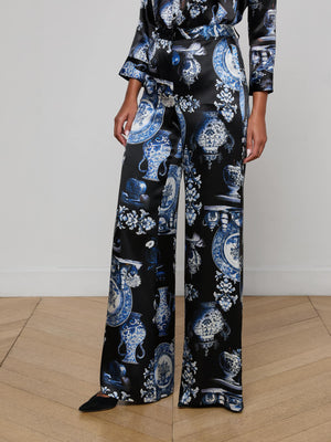 Pantalone a gamba larga di seta pilar