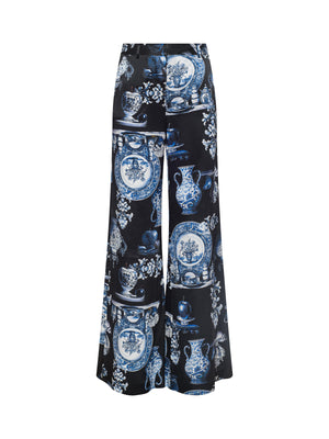 Pantalone a gamba larga di seta pilar