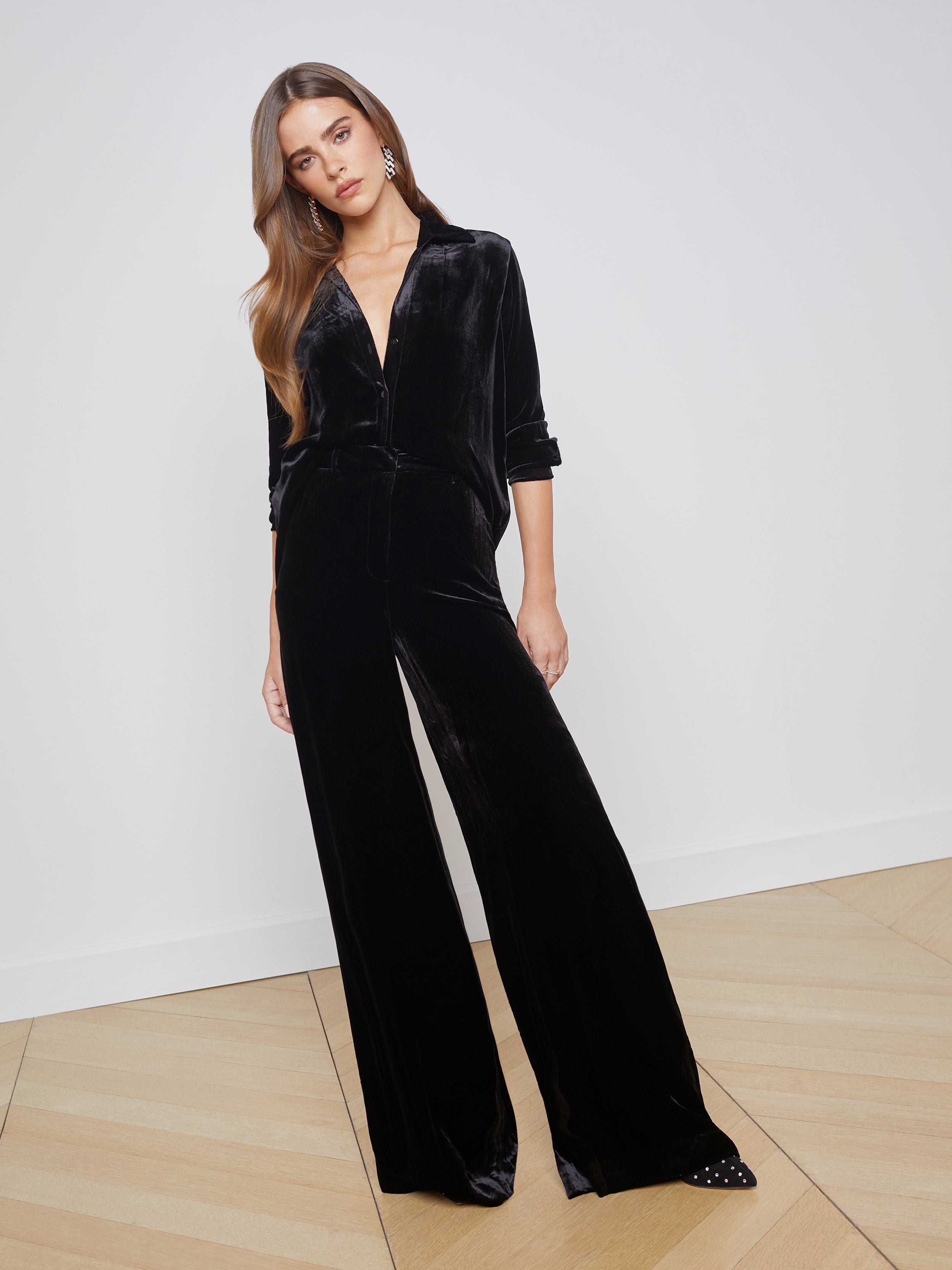 Pilar Velvet Wide-Leg Pant pant L'AGENCE Sale