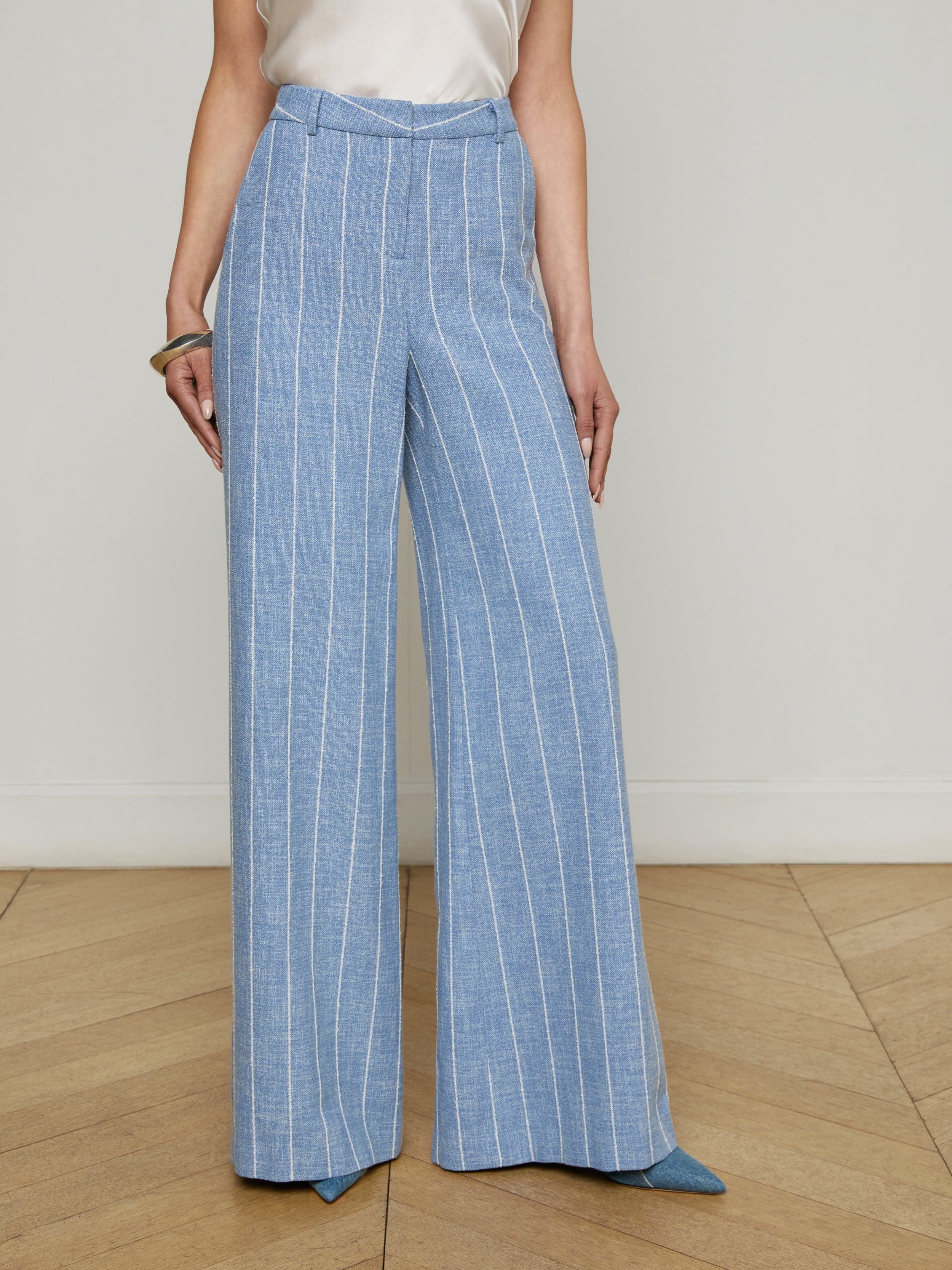 Pilar Pinstriped Wide-Leg Pant