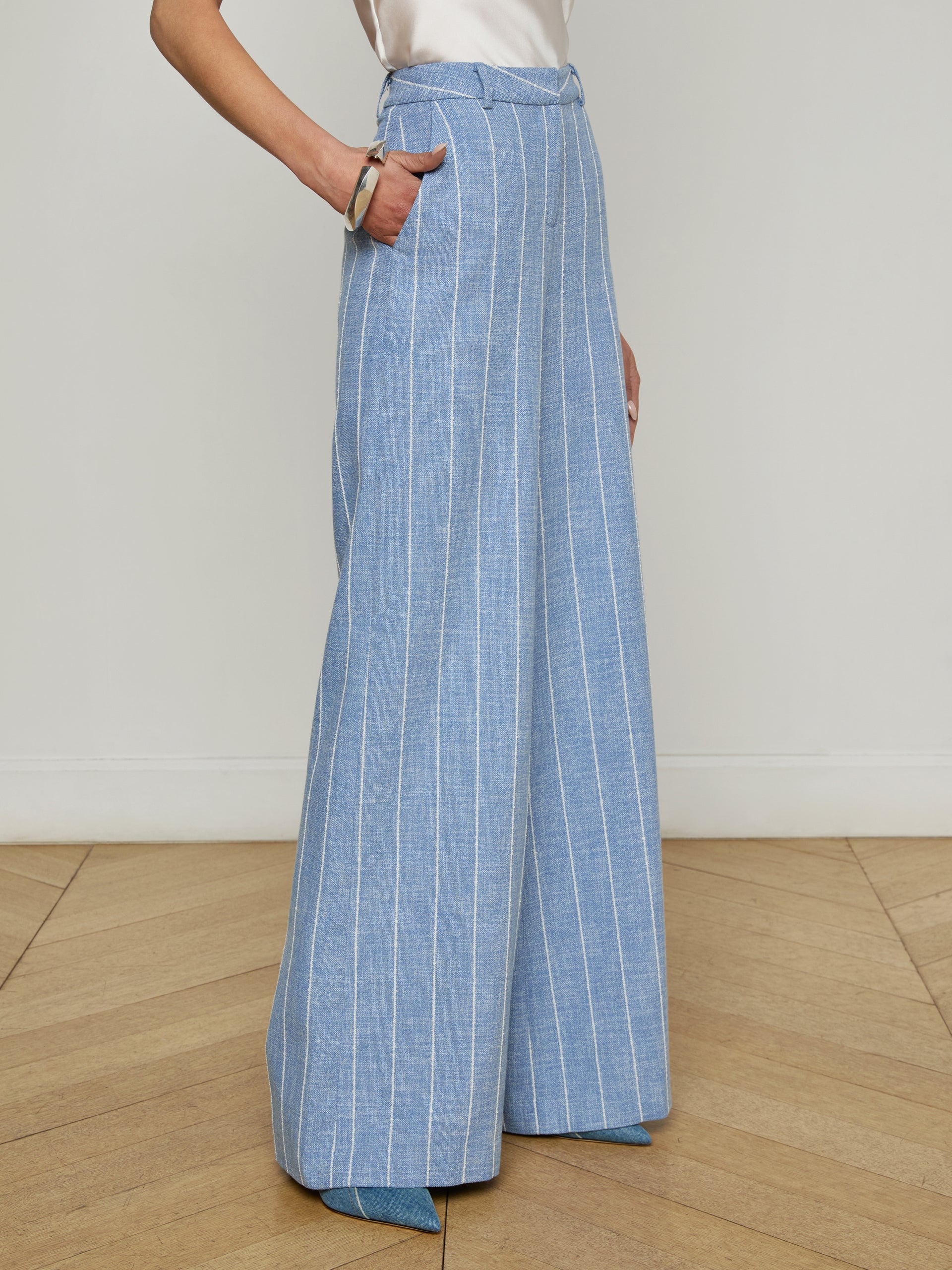 Pilar Pinstriped Wide-Leg Pant