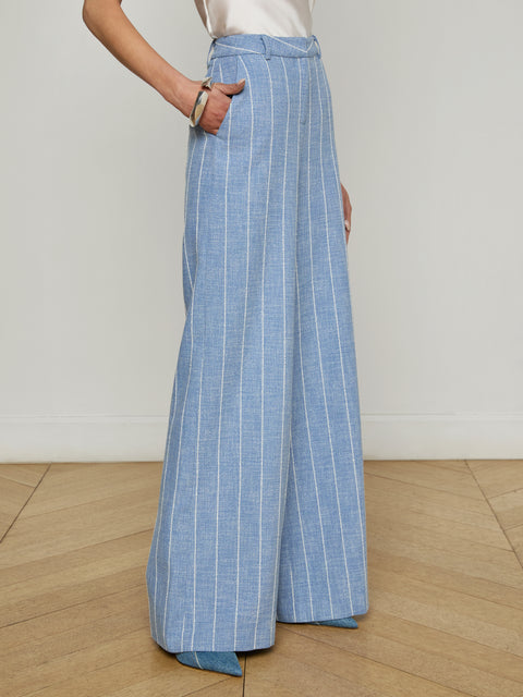 Pilar Pinstriped Wide-Leg Pant