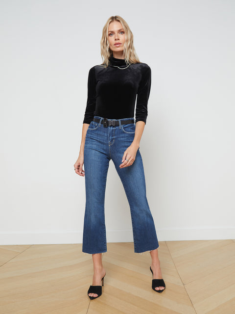 L'AGENCE Kendra High-Rise Cropped Flare Jean in Laredo