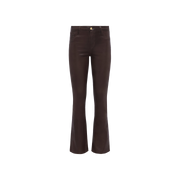 Ruth Coated Straight-Leg Jean in high-rise, straight-leg dark brown coated stretch denim with a smooth finish.